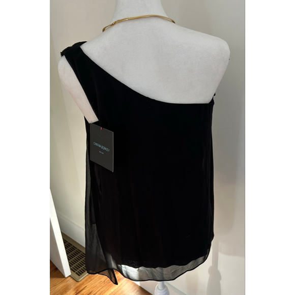 Cynthia Rowley Black OneShoulder Beaded Blouse XS Valentine’s Day Y2K sexy - Picture 5 of 9